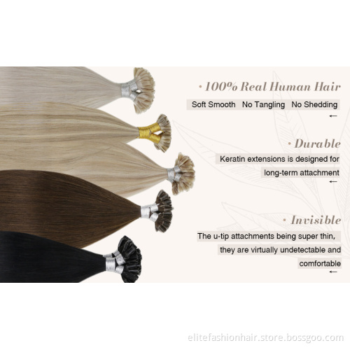 Wholesale high quality No any split pre bonded Nail Hair extension double drawn rumy human U tip Hair Hot fusion Hair extension